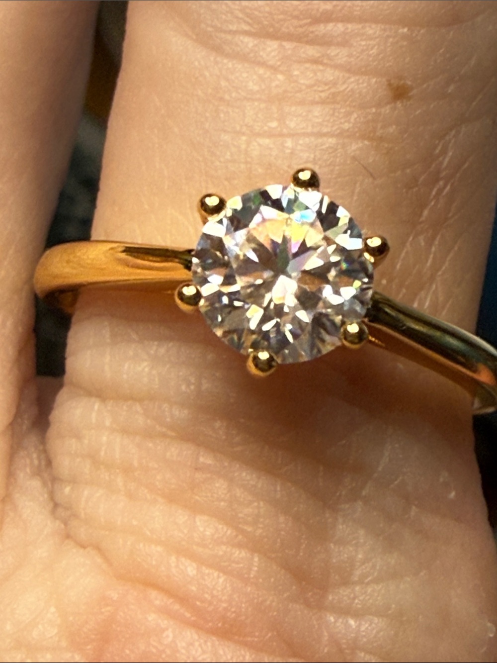 18k Gold over 925 Sterling Silver  GRA CERTIFIED Moissanite Diamond 1CT Ring